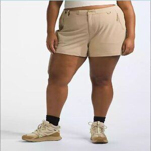 The North Face Flash Dry Women Khaki Plus Bridgeway Shorts Cargo Size 16W